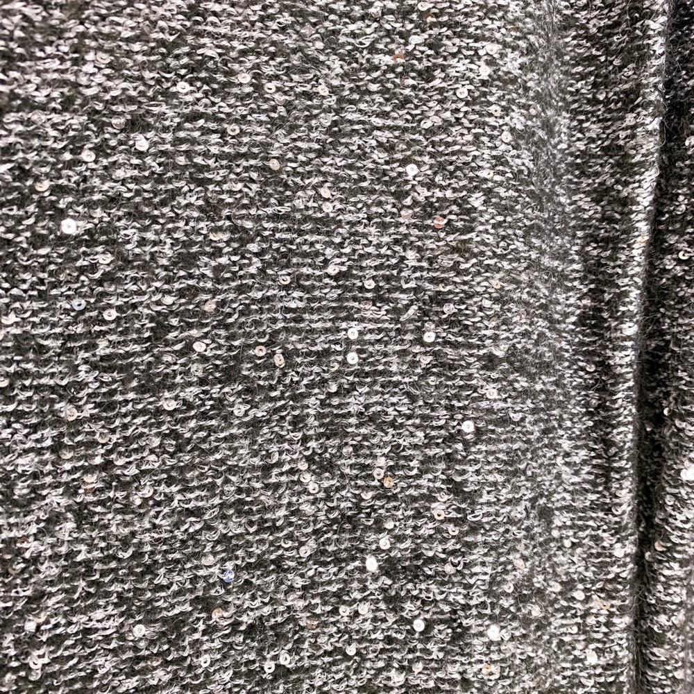 White House Black Market Silver Sparkle Sequin V-Neck Sweater - Picture 4 of 5